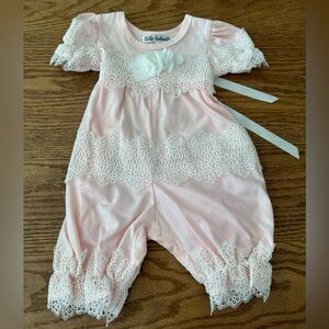 Bebe Gabrielle pink & white lace one piece- NWOT